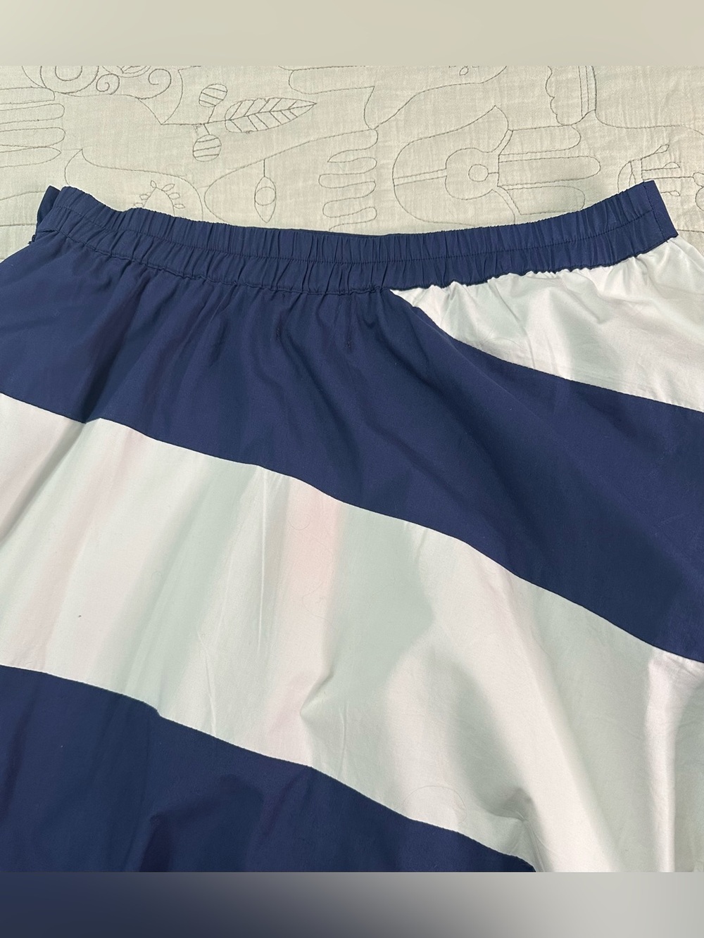 La Plage Cabana Ruched Skirt Navy White Stripe Ribbon Detail NWT L MSRP $248 - Picture 8 of 10